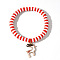 Christmas 304 Stainless Steel Enamel Charm Bracelets, Polymer Clay Heishi Beads Stretch Bracelets for Women, White, Reindeer, 6.89 inch(17.5cm)