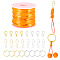 DIY Jewelry Making Findings Kits, incluing Flat PVC Laser Cord, Iron Split Key Rings & Key Clasp Finding, Zinc Alloy Lobster Claw Clasps, 304 Stainless Steel Keychain Clasp Findings, Orange