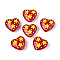 Transparent Glass Beads, Heart with Star, with Enamel, Gold, 19~20x20.5x8.5~9mm, Hole: 1~1.2mm