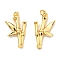 Rack Plating Brass Pendants, with Jump Ring, Lead Free & Cadmium Free, Long-Lasting Plated, Bamboo Charm, Real 18K Gold Plated, 19x10.5x2.5mm, Hole: 2.6mm