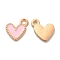 Alloy Enamel Charms, Heart Charms, Golden, Pink, 10x9x1.2mm, Hole: 1.5mm