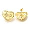 Rack Plating Heart Brass Stud Earrrings, Long-Lasting Plated, Cadmium Free & Lead Free, Real 18K Gold Plated, 22x25mm