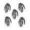 Acrylic Pendants, for Halloween, Skeleton Hands, Black, 43x29x2mm, Hole: 1.5mm