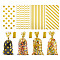 4 Styles OPP Cellophane Candy Storage Bags Sets, Rectangle with Pattern, Yellow, 27x13x0.002cm