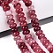 Natural White Jade Beads Strands, Smooth Rondelle, Dyed, Cerise, 10~10.5x5.5~6mm, Hole: 0.7~1.2mm, about 61~69pcs/strand, 14.37~15.55 inch(36.5~39.5cm)