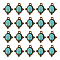 30Pcs Alloy Charms, with Imitation Turquoise Opaque Resin, Oval, Antique Bronze, 15x12x4.5mm, Hole: 1.2mm