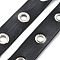 Imitation Leather Herringbone Cord with Platinum Plated Brass Eyelets, Eyelet Trim with Grommet, Black, 3/4 inch(20mm)