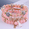 4Pcs 4 Styles Bohemian Style Alloy Glass Round Beaded Stretch Bracelets, Golden, Light Coral, 6-3/4 inch(17cm)