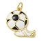 Rack Plating Brass Enamel Pendants, with Jump Ring, Long-Lasting Plated, Lead Free & Cadmium Free, Real 18K Gold Plated, Football & Shoe Charm, White, 17.5x17.5x3mm, Hole: 3mm