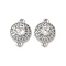 Brass Micro Pave Cubic Zirconia Connector Charms, Flat Round, Platinum, 13x9x4mm, Hole: 1mm