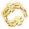 304 Stainless Steel Flower Patchwork Ring, Unisex Simple Adjustable Opening, Golden, Inner Diameter: 17mm