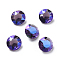 Glass Rhinestone Charms, Faceted, Flat Round, Amethyst AB, 10x5.3mm, Hole: 1.2mm