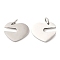 Non-Tarnish 304 Stainless Steel Pendants, with Jump Ring, Heart Charm, Stainless Steel Color, 11.5x14.5x1.4mm, Hole: 3.2mm