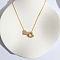 Heart Initial Brass Micro Pave Clear Cubic Zirconia Pendant Necklaces, Golden, Letter C, 16.14 inch(41cm)