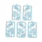 430 Stainless Steel Filigree Pendants, Spray Painted, Etched Metal Embellishments, Rectangle with Flower, Pale Turquoise, 27x13x0.4mm, Hole: 1.2mm