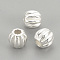 925 Sterling Silver Corrugated Beads, Round, Silver, 6x5.5mm, Hole: 2mm
