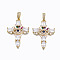 Brass Micro Pave Clear Cubic Zirconia Pendants, Nickel free, Cross with Eye, Real 16K Gold Plated, 35x25x4mm, Hole: 3x6.5mm