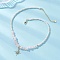Alloy Crystal Rhinestone Star Pendant Natural Rose Quartz Chip and Round White Glass Pearl Beaded Necklaces, Golden, 16.14~16.26 inch(41~41.3cm)