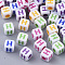 White Opaque Acrylic Beads, Horizontal Hole, Cube with Mixed Color Letter, Letter.H, 5x5x5mm, Hole: 2mm, about 5000pcs/500g