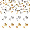 32Pcs 8 Styles 304 Stainless Steel Stud Earring Findings, with Loop and Ear Nut/Earring Backs, Golden & Stainless Steel Color, Flat Round: 6~7x3~4mm, Hole: 1.6mm, Pin: 0.8mm, 4pcs/style