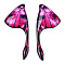 Epoxy Resin Wing Pendants, Butterfly Wing Charms, Deep Pink, 39x15.5x3mm, Hole: 1.2mm
