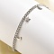 304 Stainless Steel Moon & Star Charm Bracelets, Curb Chains Bracelets for Women, Stainless Steel Color, 6-3/4 inch(17.2cm) Long+35mm Extender