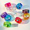 Plastic Finger Rings for Women, Stripe, Mixed Color, Inner Diameter: 18mm
