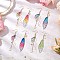 4 Pairs 4 Colors Transparent Resin Dangle Earrings, with Brass Charm & Cable Chain & Earring Hooks, Butterfly Wing, Left and Right, Mixed Color, 82~83x16.5mm, 1 pair/color