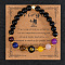 12 Zodiac Sign Natural Black Obsidian Round Beads Stretch Bracelets for Men Women, iwth Blue sandstone & Glass, Virgo, Inner Diameter: 2-3/8 inch(6cm)