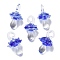 Handmade Lampwork Pendants, Bumpy, Mushroom, Blue, 24.5~29.5x15~18.5mm, Hole: 2~5mm