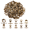 60Pcs 10 Styles Tibetan Style Alloy Toggle Clasps, Flower Mixed Shapes, Antique Bronze, 17~24x12~27x2~6mm, Hole: 1.5~2mm, about 6pcs/style