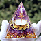 Orgonite Pyramid Resin Energy Generators, Natural Amethyst Display Decorations, for Home Office Desk Decoration, 60mm