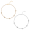 2Pcs 2 Style Stainless Steel & Brass Butterfly Pendant Necklaces Set with Crystal Rhinestone Tennis Chains, Platinum & Golden, 15.63~17.20 inch(39.7~43.7cm), 1Pc/style