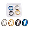 316L Stainless Steel Grooved Finger Ring Settings, Ring Core Blank, for Inlay Ring Jewelry Making, Mixed Color, Size 8,  Inner Diameter: 17.5mm, 4 colors, 1pc/color, 4pcs/box