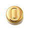 PVD Vacuum Plating 201 Stainless Steel Beads, Flat Round with Number 0, Golden, 7x3.5mm, Hole: 1.5mm