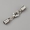 Brass Lobster Claw Clasps, with Cord Ends, Platinum, 33mm, Cord End: 9x4mm, Inner Diameter: 3.5mm, 10pcs/bag