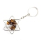 Gemstone Keychains, with Metal Split Rings, Star, 10x5cm