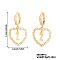 Brass Heart Hoop Earrings, with Clear Cubic Zirconia, Golden, Letter Z, 31x18mm