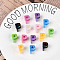 UV Plating Opaque Acrylic European Beads, Large Hole Beads, Mixed Color, Letter P, 21x15x14mm, Hole: 6mm