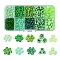 DIY Flat Round & Heart Acrylic & Glass Seed Beads Jewelry Making Findings Kits, Green, 4~10x4~10x2.5~4.5mm, Hole: 1.2~2mm