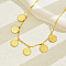 Fashionable Vintage Brass Coin Tassel Pendant Necklaces for Women, Real 18K Gold Plated, 22.05 inch(56cm)