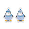 Rack Plating Alloy Enamel Penguin Pendants, Cadmium Free & Nickel Free & Lead Free, Platinum, Light Steel Blue, 25.5x16x1mm, Hole: 1.5mm