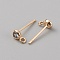 Brass Micro Pave Cubic Zirconia Flat Round Stud Earring Finding, with Vertical Loops, Golden, 7x4mm, Hole: 1.2mm, Pin: 0.6mm