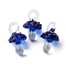 Handmade Lampwork Pendants, Bumpy, Mushroom, Midnight Blue, 24.5~29.5x15~18.5mm, Hole: 2~5mm