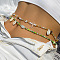 Bohemian Natural Cowrie Shell & Stone & Glass Seed Beaded Double Layer Waist Belly Chains for Women, Platinum, Lawn Green, 680mm, 2pcs/set