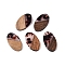 Transparent Resin and Walnut Wood Pendants, Oval Charms with Gold Foil, Antique White, 22x12.5x3.5mm, Hole: 2mm