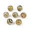 Brass Enamel Beads, with Rhinestone, Long-Lasting Plated, Round, Rack Plating, Mixed Color, 15mm, Hole: 2mm