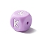 Silicone Beads, Letter Style, Cube, Letter.K, 12x12x12mm, Hole: 2mm