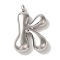 Non-Tarnish Ion Plating(IP) 304 Stainless Steel Pendants, Balloon Letter Charm, Stainless Steel Color, Letter K, 25.5x17x6mm, Hole: 2mm