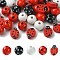 40Pcs 5 Styles Ladybug Theme Spray Painted Wood Beads, Mixed Shapes, Mixed Color, 15~20x14~16mm, Hole: 1.6~4mm